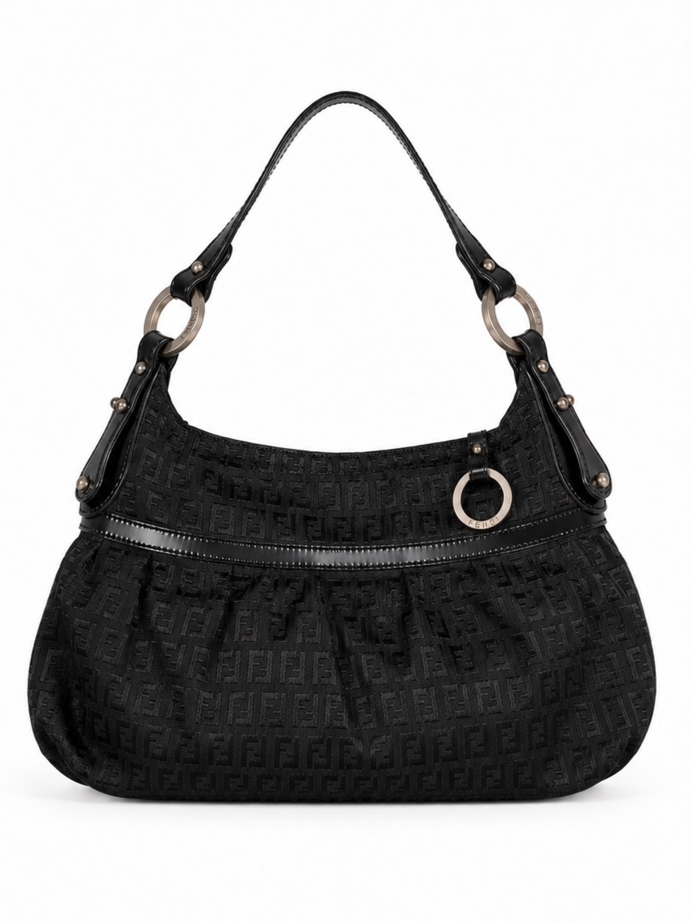 Fendi Black Zucca Monogram Canvas Shoulder Bag